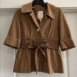 Tracy Reese New York camel color / tan Blazer Grosgrain Accents Sz 4 Silk lined